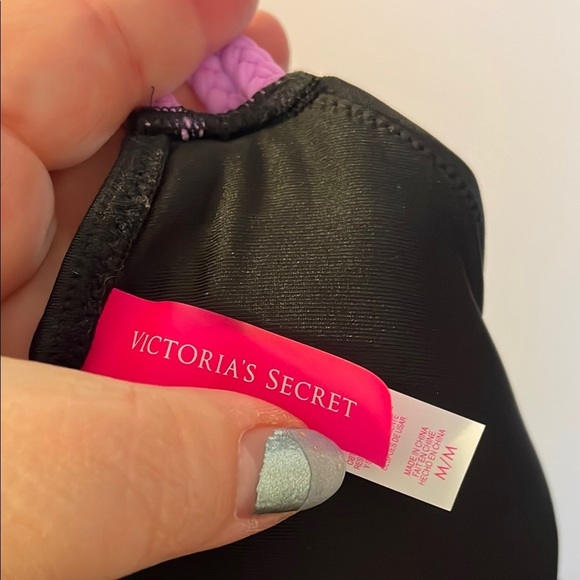 VICTORIA’S SECRET Black with Purple Braided Halter Front Cross Bikini Set size M - Picture 5 of 14